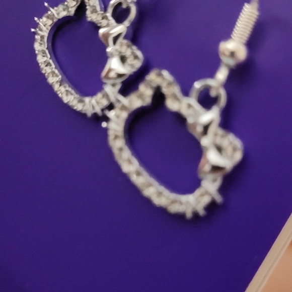 hello, kitty silver rhinestone hoop earrings - Picture 2 of 4